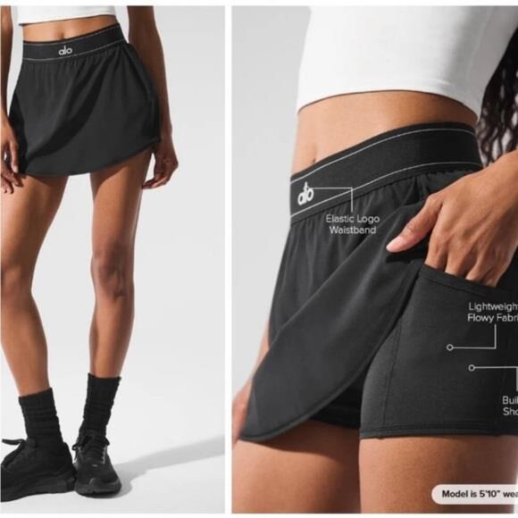 Alo Yoga Match Point Tennis Skirt Black Size Small - Picture 2 of 4